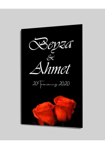 Düğün Nişan Tarih Cam Tablo