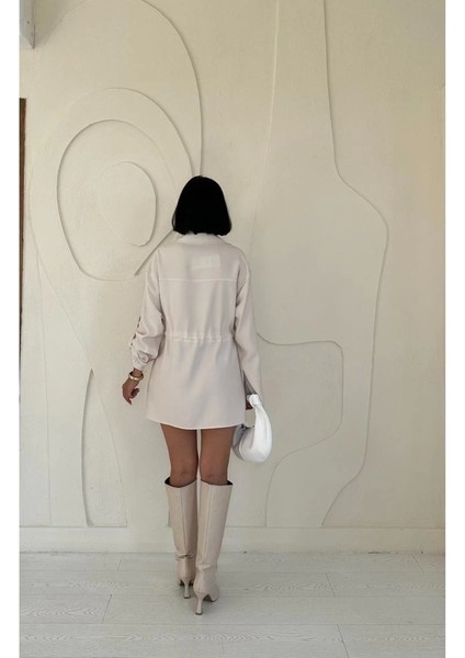 Bej Çıtçıtlı Tünelli Gömlek modelleri