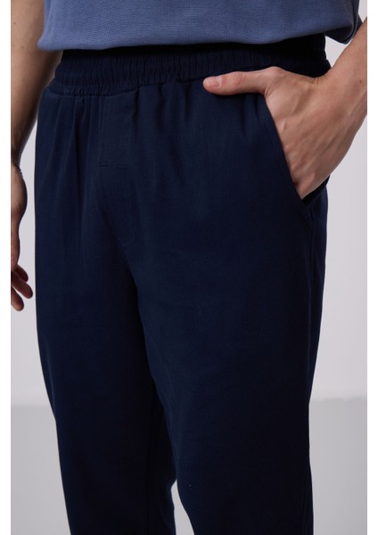 Lacivert Standart Fit Dokuma Hafif Esnek Chino Pantolon - 82175 modelleri