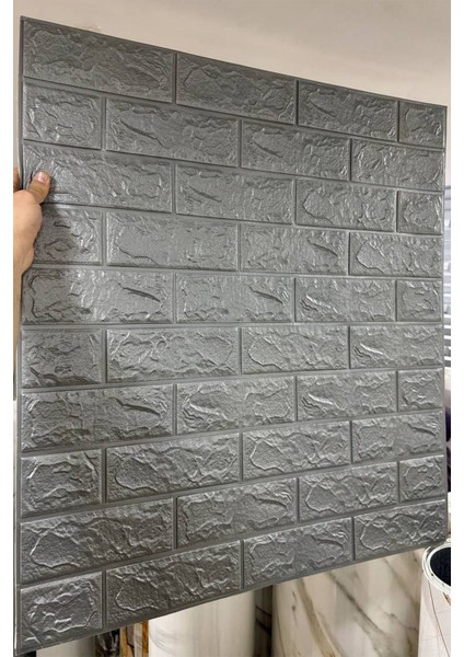 70X70 cm 0,50M² Antrasit Taş Tuğla Kendinden Yapışkanlı Duvar Paneli Köpük
