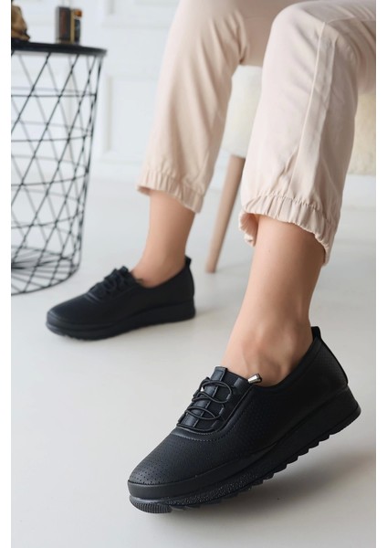 Hooset Siyah Cilt Babet Ayakkabı modelleri