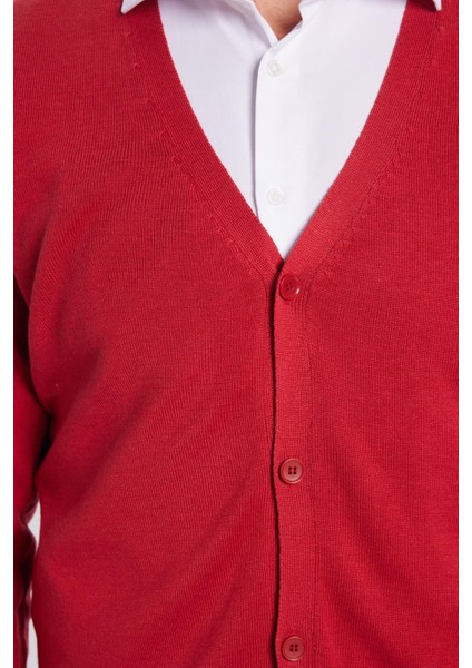 Slim Fit Düz Pamuk Erkek Hırka