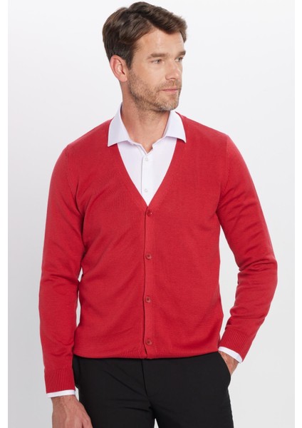 Slim Fit Düz Pamuk Erkek Hırka