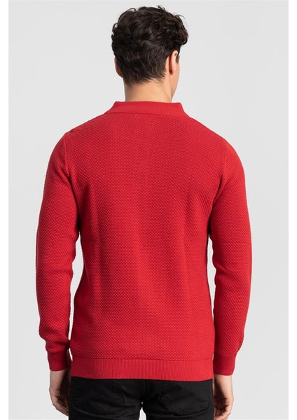 Desenli Yarım Balıkçı Yaka Fermuarlı Erkek Hırka modelleri