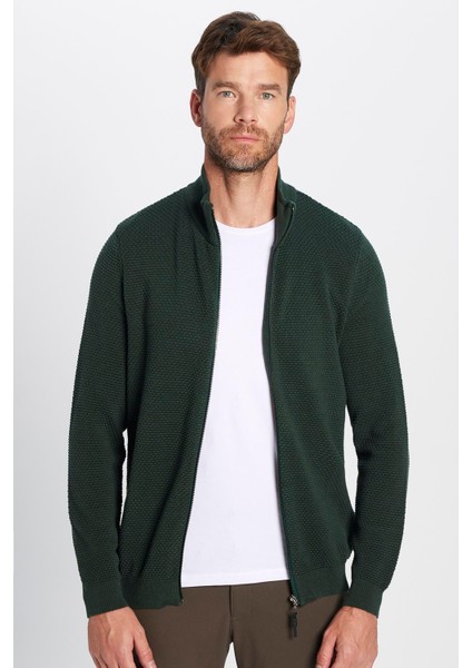 Desenli Yarım Balıkçı Yaka Fermuarlı Erkek Hırka