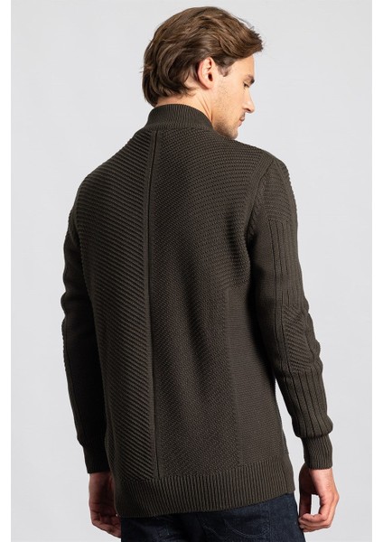 Slim Fit Dar Kesim Kendinden Desenli Erkek Hırka fırsatları