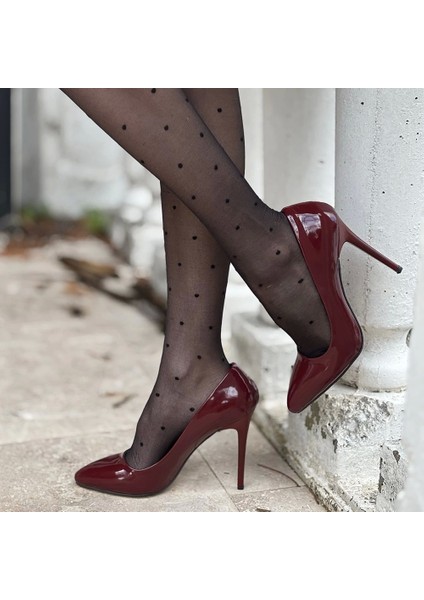 Hillar Bordo Rugan Stiletto Ayakkabı fırsatları