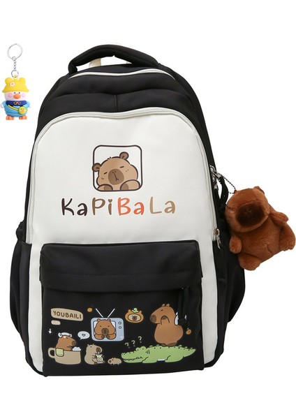 Sevimli Karikatür Kapibala Sırt Çantası Kadın Moda Okul Çantası Ortaokul Lise Öğrencileri Büyük Kapasiteli Seyahat Sırt Çantası (Yurt Dışından)