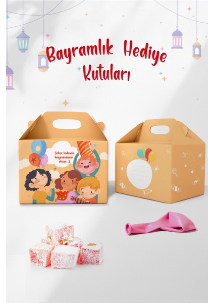 Bayramlık Hediye Kutusu, Özel Tasarım 10 Adet Bayram Hediye Kutusu, Harçlık Bölümlü Hediyelik Kutu