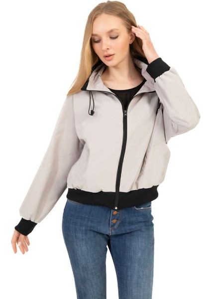 Kadın Taş Dik Yaka Su ve Rüzgar Geçirmez Oversize Crop Mevsimlik Yağmurluk Rüzgarlık Rys-Y-30 fiyatları