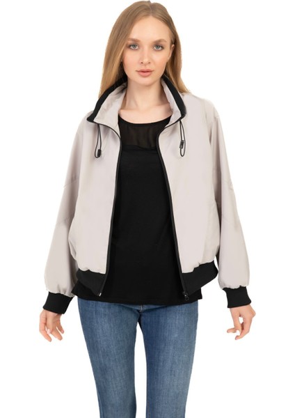 Kadın Taş Dik Yaka Su ve Rüzgar Geçirmez Oversize Crop Mevsimlik Yağmurluk Rüzgarlık Rys-Y-30 modelleri