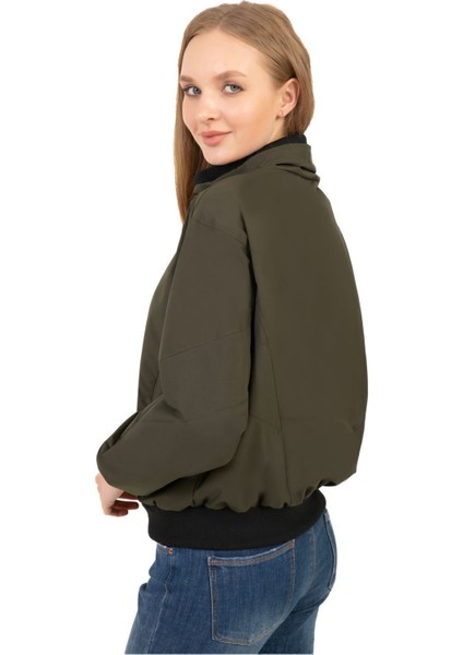 Kadın Haki Dik Yaka Su ve Rüzgar Geçirmez Oversize Crop Mevsimlik Yağmurluk Rüzgarlık Rys-Y-30 fırsatları