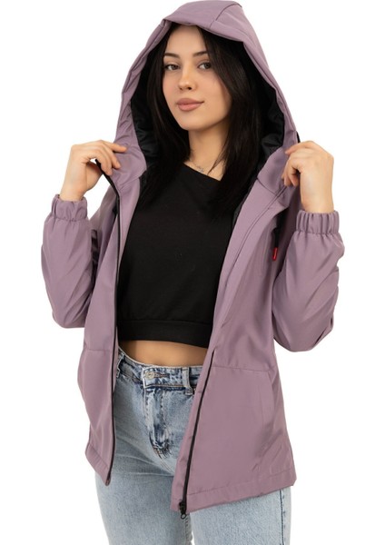 Kadın Mürdüm Içi Astarlı Su Geçirmez ve Rüzgara Dayanıklı Kapüşonlu Cepli Yağmurluk Rys-Y-K-15 modelleri
