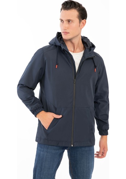 Erkek Lacivert Içi Astarlı Kanguru Cepli Su ve Rüzgar Geçirmez Kapüşonlu Cepli Yağmurluk Rys-Y-15-E fiyatları