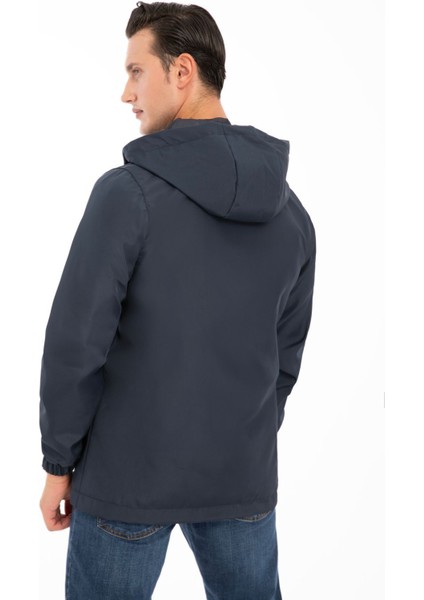 Erkek Lacivert Içi Astarlı Kanguru Cepli Su ve Rüzgar Geçirmez Kapüşonlu Cepli Yağmurluk Rys-Y-15-E fırsatları