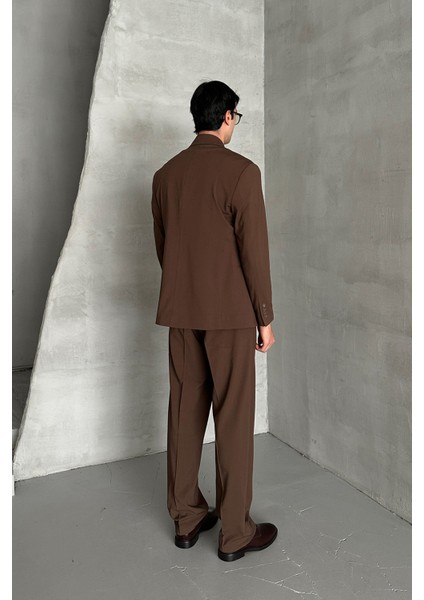 Erkek Oversize Rahat Kalıp Kruvaze Takım Elbise