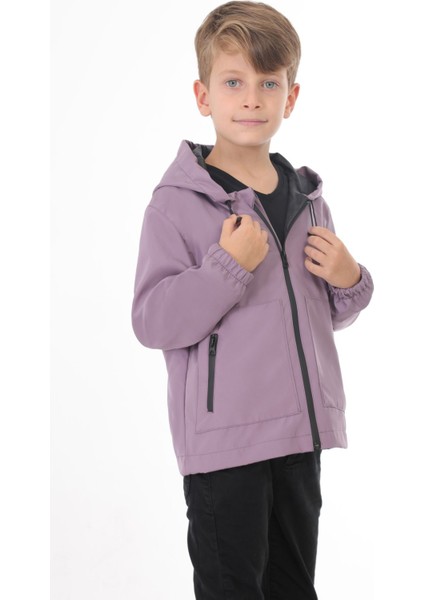 Erkek Çocuk Mürdüm Içi Astarlı Su ve Rüzgar Geçirmez Kapüşonlu Çift Fermuarlı Cepli Yağmurluk Rys-Y-15-C fiyatları