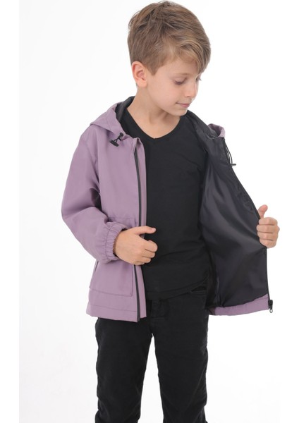 Erkek Çocuk Mürdüm Içi Astarlı Su ve Rüzgar Geçirmez Kapüşonlu Çift Fermuarlı Cepli Yağmurluk Rys-Y-15-C fırsatları