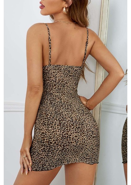 Leopar Desenli Düğme Detaylı Askılı Gecelik fiyatları