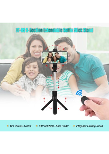 5 Bölüm Uzatılabilir Bluetooth Kumandalı Sie Çubuğu Tripod (Yurt Dışından)