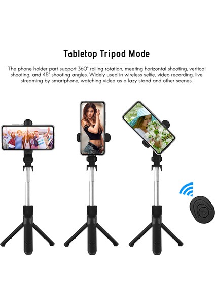 5 Bölüm Uzatılabilir Bluetooth Kumandalı Sie Çubuğu Tripod (Yurt Dışından)