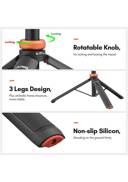 Tp-03 Spor Sie Çubuğu Tripod 122 cm Telefon Aksiyon Kamerası Vlog Canlı Yayın (Yurt Dışından)