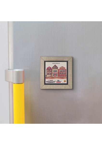 Amsterdam Görseli Baskılı Mdf Magnet 7x7 modelleri