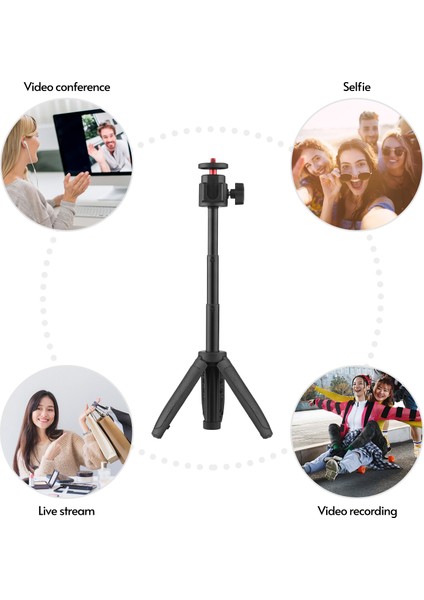 Mini Tripod 4 Seviye Ayarlanabilir Katlanabilir Şarjlı Telefon Kamera Canlı Yayın Sie (Yurt Dışından)