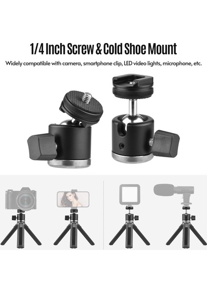 Alüminyum Alaşım Mini Tripod Çift Kullanımlı Küre Başlı Taşınabilir Sap - Telefon Kamera ve Video Için (Yurt Dışından) indirimleri