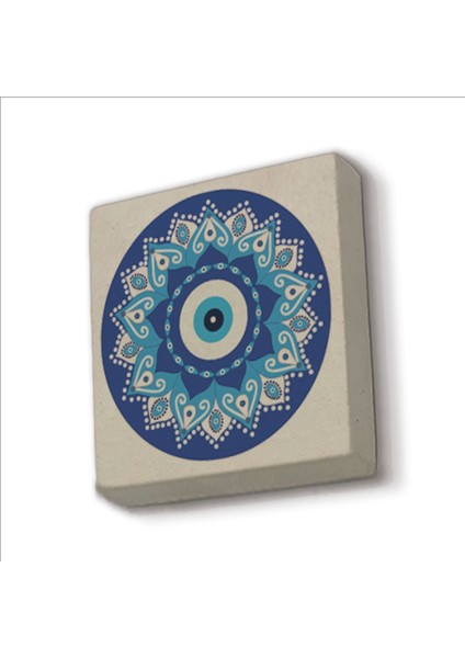 Nazar Boncuklu Desen Baskılı Taş Magnet 5x5
