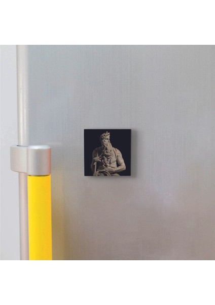 Musa'nın Hükmü Heykeli (Heykeltıraş: Michelangelo) Baskılı Taş Magnet 5x5