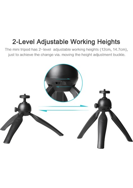 Mini Masaüstü Tripod - 2 Kademeli Yükseklik ve 1/4 Vida (Yurt Dışından)