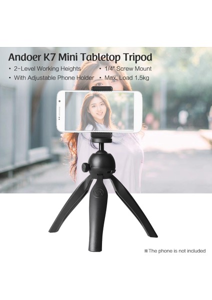 Mini Masaüstü Tripod - 2 Kademeli Yükseklik ve 1/4 Vida (Yurt Dışından)