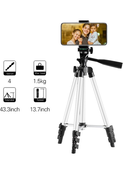 Hafif 14-43 Inç Tripod, Uzaktan Deklanşörlü Akıllı Telefon/dslr Kamera 1,5kg (Yurt Dışından) fırsatları