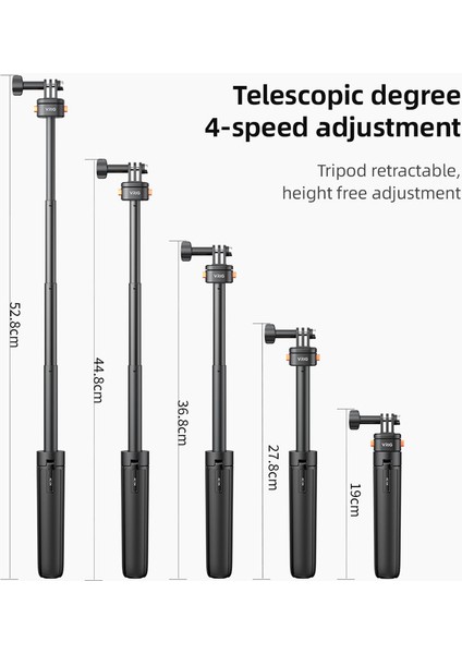 Vrıg AC04 Uzatılabilir Sie Çubuğu Tripod Manyetik Hızlı Montaj - Gopro ve Djı Aksiyon Kameraları (Yurt Dışından)