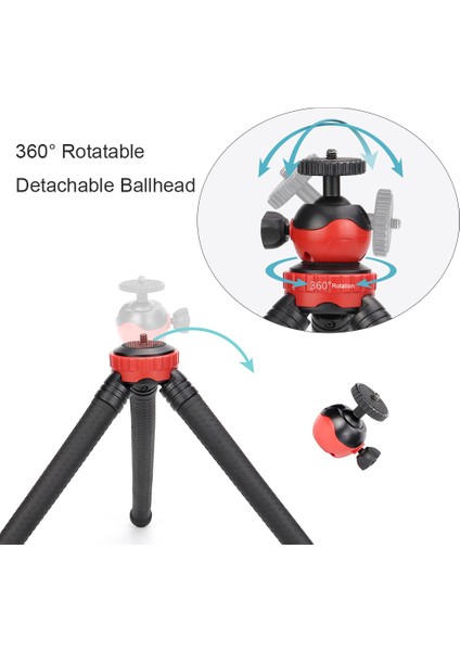 Ahtapot Tripod 360° Küresel Başlık 2kg Yük Dslr Aksiyon Kamerası ve Telefon (Yurt Dışından) modelleri