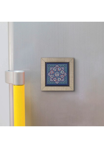 Anadolu Selçuklu Çini Motifi Baskılı Mdf Magnet 7x7
