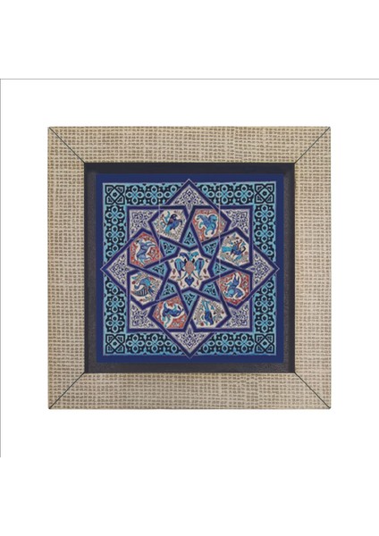 Anadolu Selçuklu Çini Motifi Baskılı Mdf Magnet 7x7