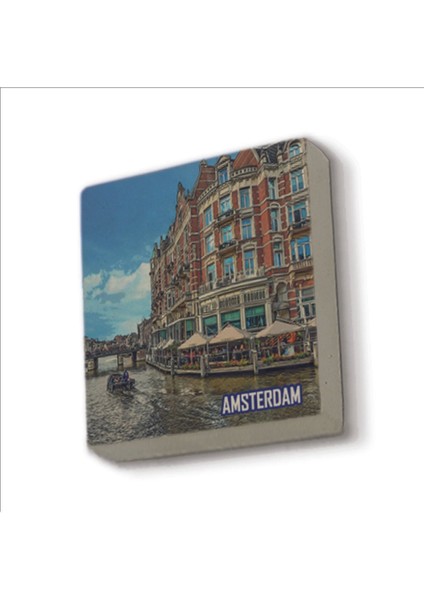 Amsterdam Görseli Baskılı Taş Magnet 5x5