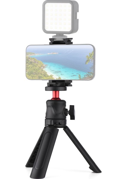 Akıllı Telefon Video Kiti - 2'li 1 Arada Tripod ve Cold Shoe Masaüstü Standı | Vlog, Canlı Yayın, Ders ve Toplantılar (Yurt Dışından)