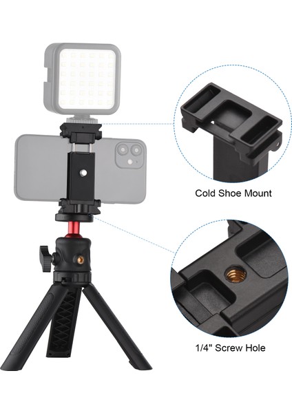 Akıllı Telefon Video Kiti - 2'li 1 Arada Tripod ve Cold Shoe Masaüstü Standı | Vlog, Canlı Yayın, Ders ve Toplantılar (Yurt Dışından) indirimleri