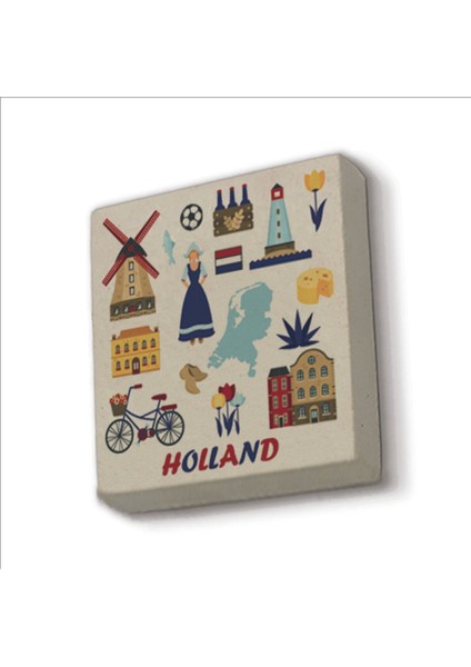 Hollanda Sembolleri Baskılı Taş Magnet 5x5