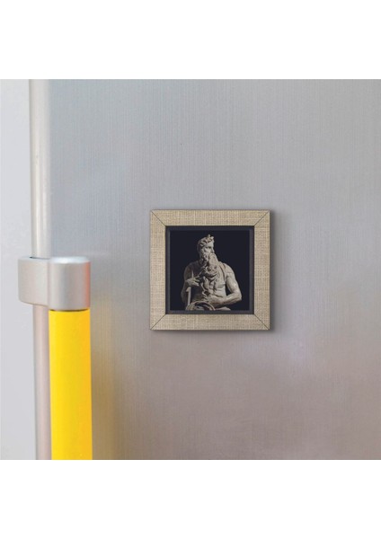 Musa'nın Hükmü Heykeli (Heykeltıraş: Michelangelo) Baskılı Mdf Magnet 7x7