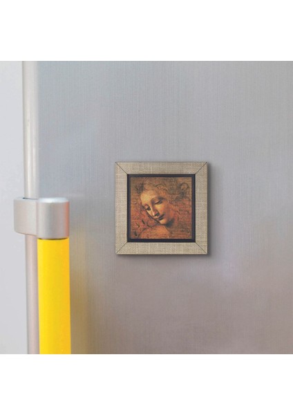 Kadın Başı Eskizi (Leonardo Da Vinci, 1508) Baskılı Mdf Magnet 7x7 modelleri