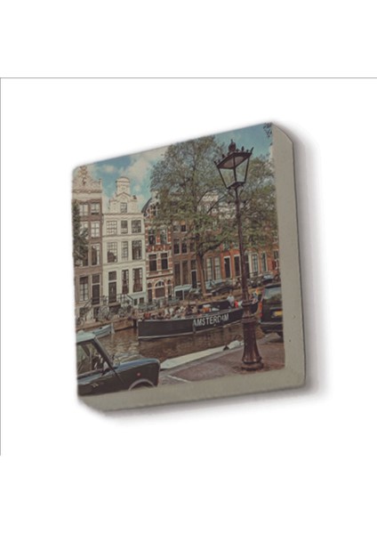 Amsterdam Görseli Baskılı Taş Magnet 5x5
