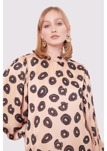 Camel Yuvarlak Desenli Tunik