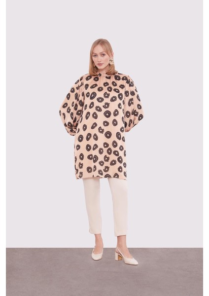Camel Yuvarlak Desenli Tunik