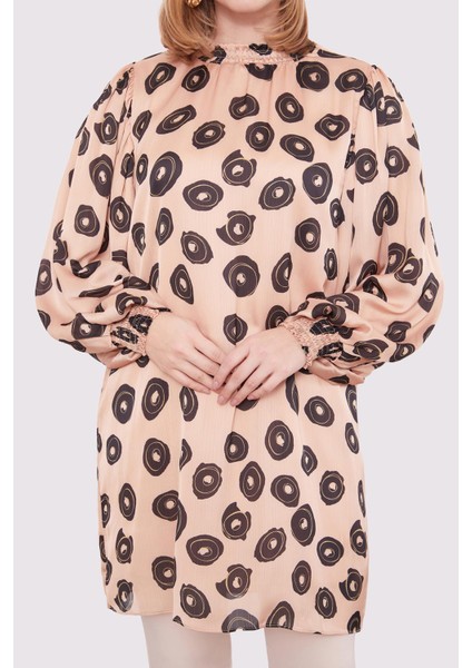 Camel Yuvarlak Desenli Tunik