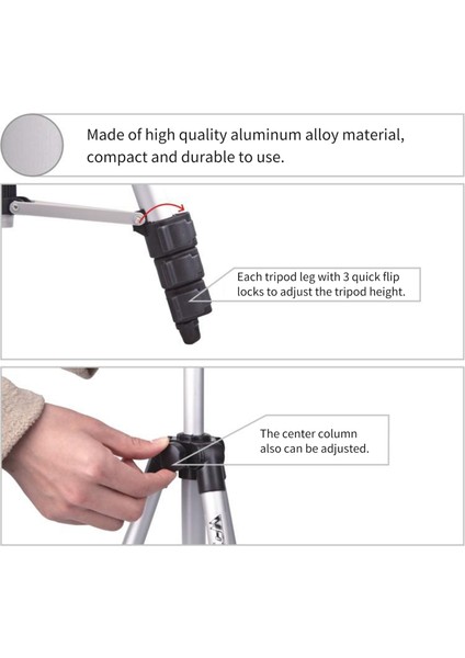 40,7 Inç Alüminyum Tripod 3 Yönlü Başlık Taşınabilir Hafif Kamera Standı (Yurt Dışından)