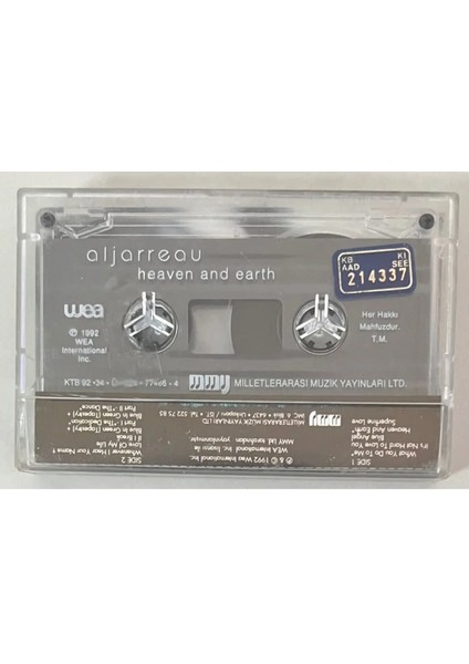 Aljarreau Heaven Anda Earth Kaset (Orjinal Dönem Baskı)